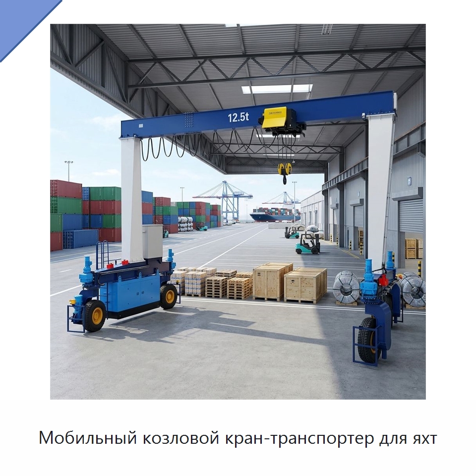 Мобильный козловой кран-транспортер для яхт — Краны