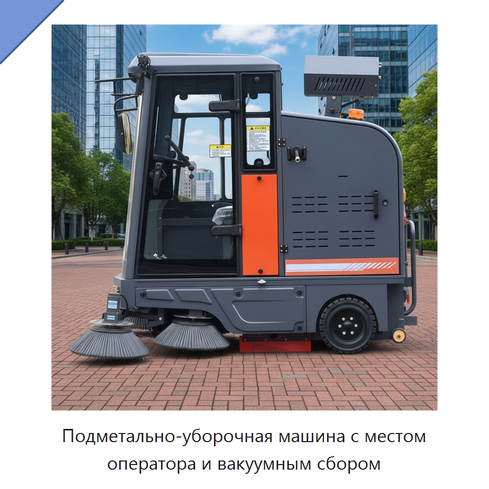 Подметально-уборочная машина с местом оператора и вакуумным сбором — Подметальные машины