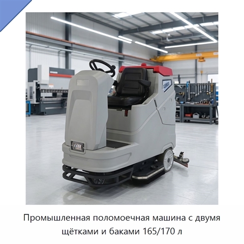 Промышленная поломоечная машина с двумя щётками и баками 165/170 л