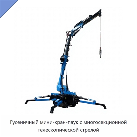 Гусеничный мини-кран-паук с многосекционной телескопической стрелой