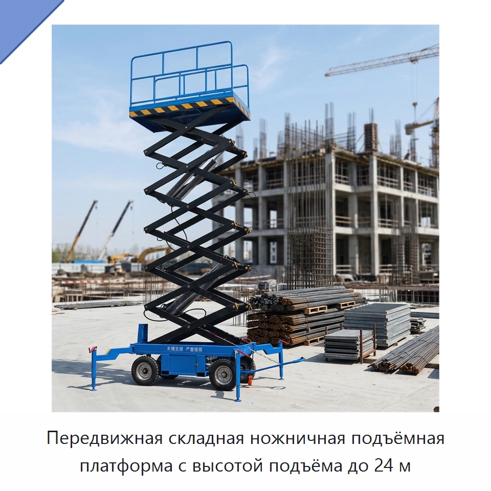 Передвижная складная ножничная подъёмная платформа с высотой подъёма до 24 м — Строительные подъёмники
