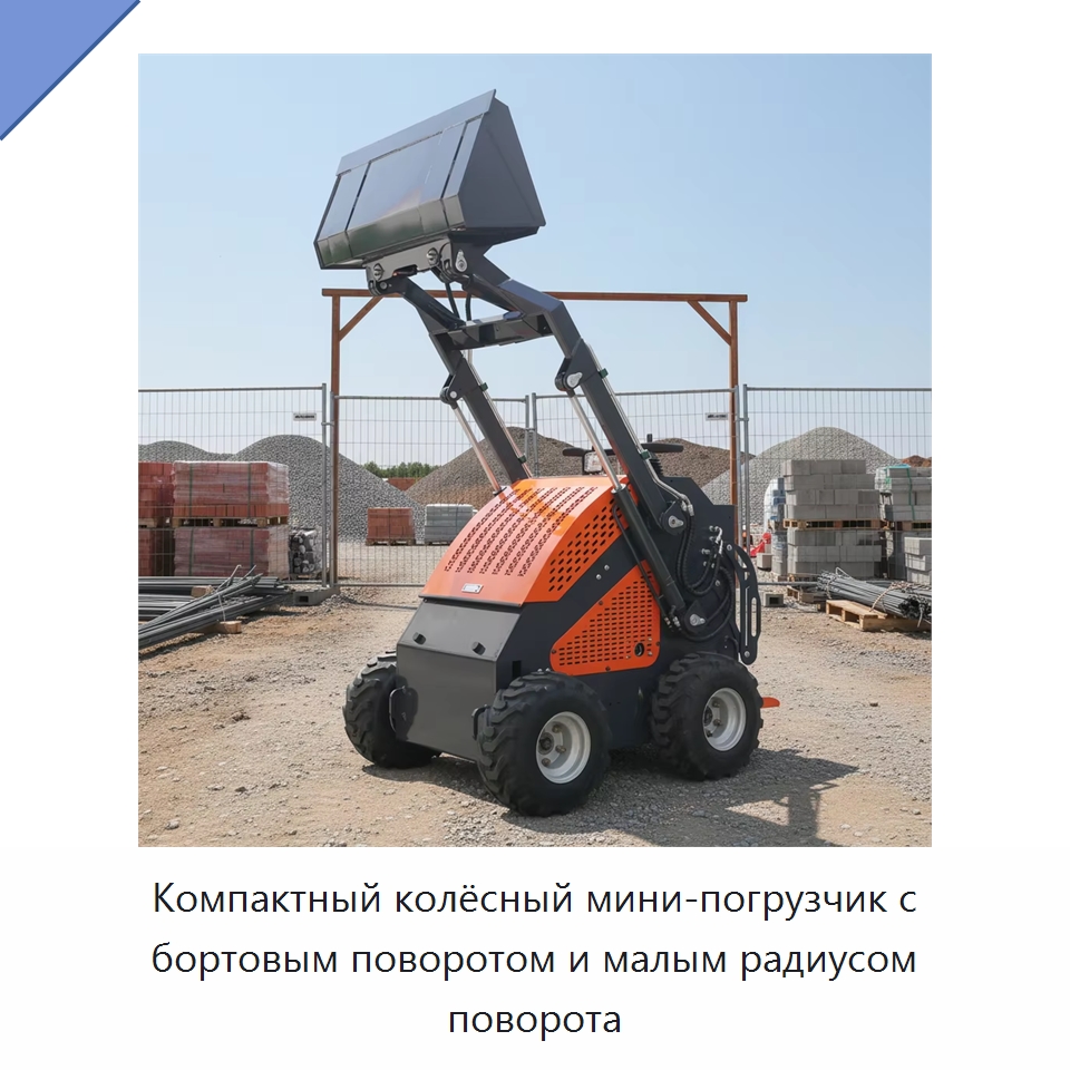 Компактный колёсный мини-погрузчик с бортовым поворотом и малым радиусом поворота — Землеройная техника