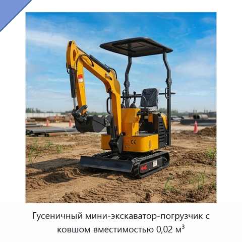 Гусеничный мини-экскаватор-погрузчик с ковшом вместимостью 0,02 м³