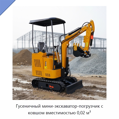 Гусеничный мини-экскаватор-погрузчик с ковшом вместимостью 0,02 м³