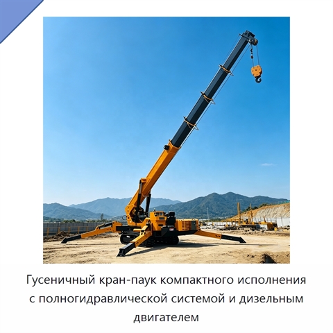 Гусеничный кран-паук компактного исполнения с полногидравлической системой и дизельным двигателем