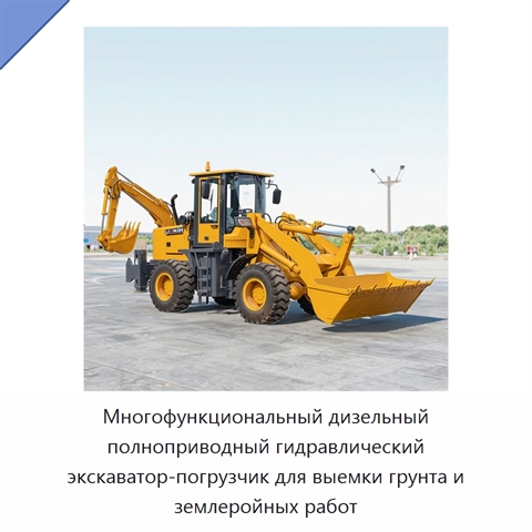 Многофункциональный дизельный полноприводный гидравлический экскаватор-погрузчик для выемки грунта и землеройных работ