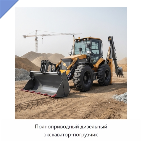 Полноприводный дизельный экскаватор-погрузчик