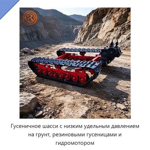 Гусеничное шасси с низким удельным давлением на грунт, резиновыми гусеницами и гидромотором