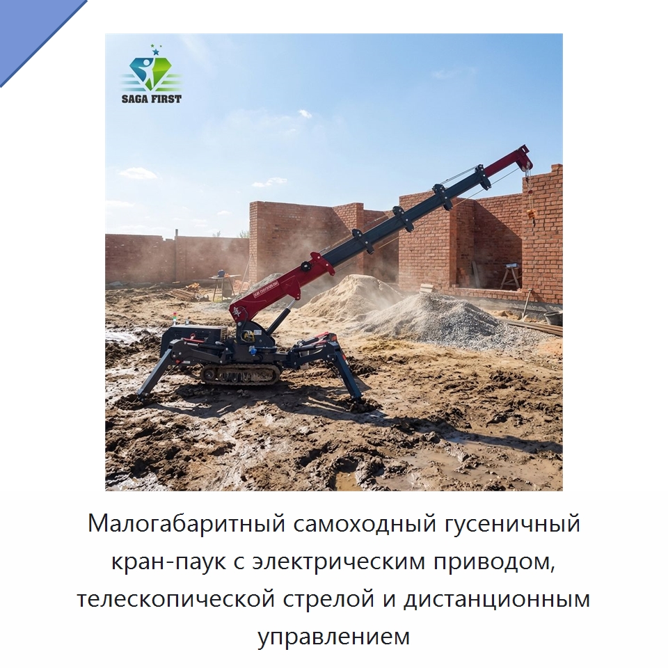 Малогабаритный самоходный гусеничный кран-паук с электрическим приводом, телескопической стрелой и дистанционным управлением — Краны