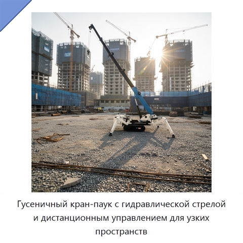 Гусеничный кран-паук с гидравлической стрелой и дистанционным управлением для узких пространств