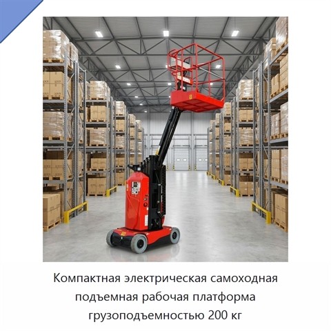 Компактная электрическая самоходная подъемная рабочая платформа грузоподъемностью 200 кг