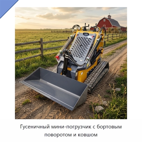 Гусеничный мини-погрузчик с бортовым поворотом и ковшом
