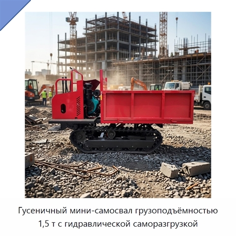 Гусеничный мини-самосвал грузоподъёмностью 1,5 т с гидравлической саморазгрузкой