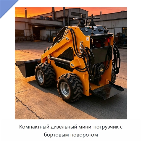 Компактный дизельный мини-погрузчик с бортовым поворотом
