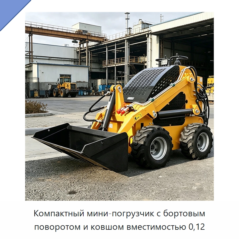 Компактный мини-погрузчик с бортовым поворотом и ковшом вместимостью 0,12 — Землеройная техника