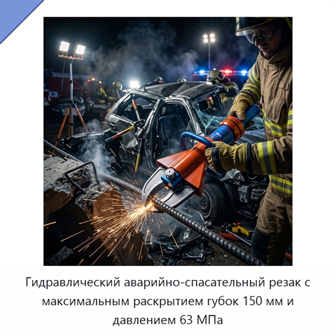 Гидравлический аварийно-спасательный резак с максимальным раскрытием губок 150 мм и давлением 63 МПа