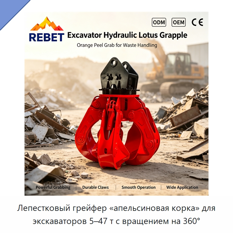 Лепестковый грейфер «апельсиновая корка» для экскаваторов 5–47 т с вращением на 360° — Навесное оборудование для строительной техники