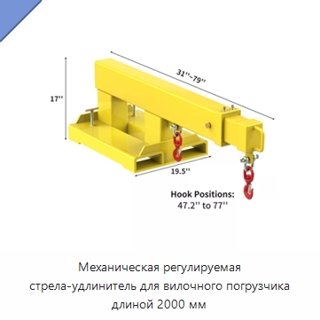 Механическая регулируемая стрела-удлинитель для вилочного погрузчика длиной 2000 мм