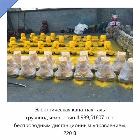 Электрическая канатная таль грузоподъёмностью 4 989,51607 кг с беспроводным дистанционным управлением, 220 В