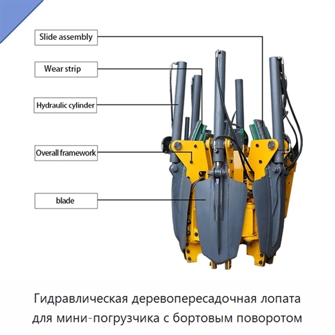Гидравлическая деревопересадочная лопата для мини-погрузчика с бортовым поворотом