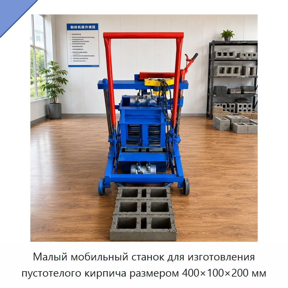 Малый мобильный станок для изготовления пустотелого кирпича размером 400×100×200 мм — Оборудование для производства кирпича