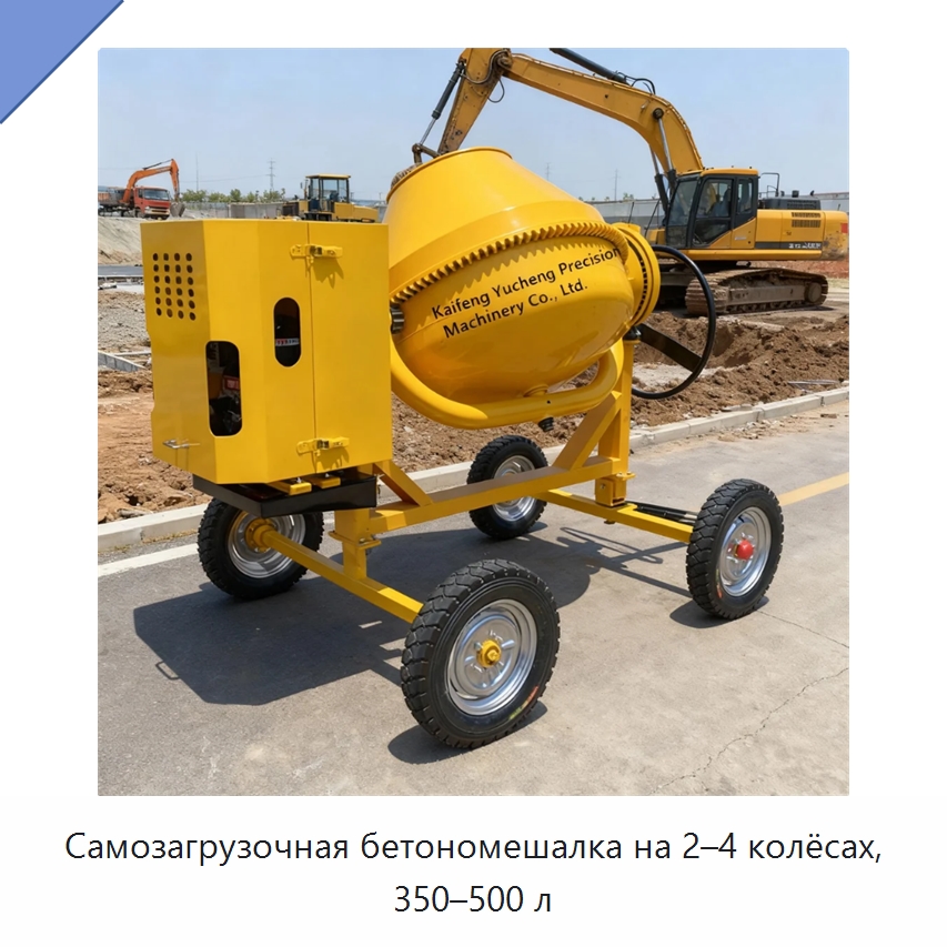 Самозагрузочная бетономешалка на 2–4 колёсах, 350–500 л — Оборудование для работы с бетоном