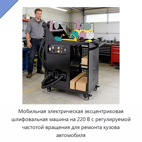 Мобильная электрическая эксцентриковая шлифовальная машина на 220 В с регулируемой частотой вращения для ремонта кузова автомобиля
