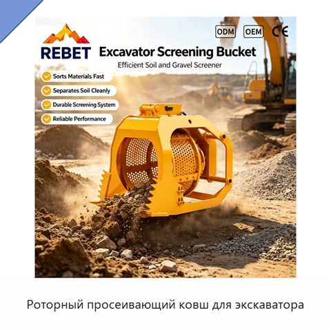 Роторный просеивающий ковш для экскаватора
