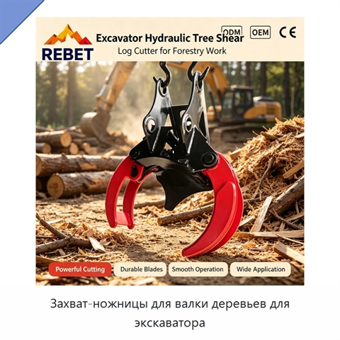 Захват-ножницы для валки деревьев для экскаватора
