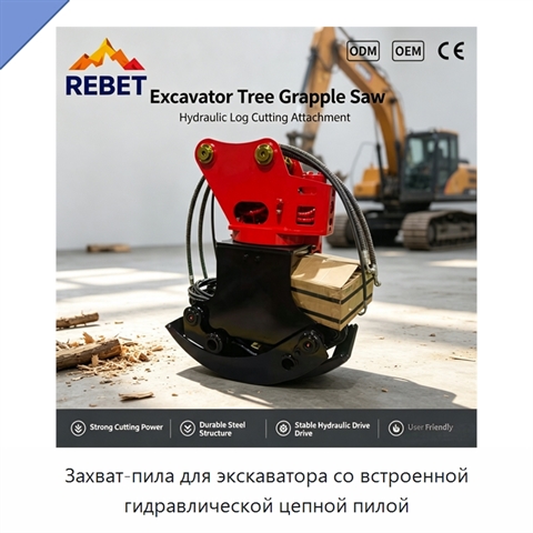 Захват-пила для экскаватора со встроенной гидравлической цепной пилой