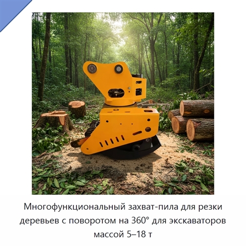 Многофункциональный захват-пила для резки деревьев с поворотом на 360° для экскаваторов массой 5–18 т