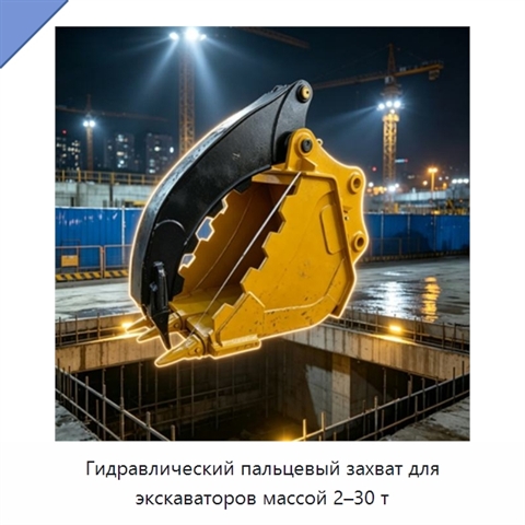 Гидравлический пальцевый захват для экскаваторов массой 2–30 т