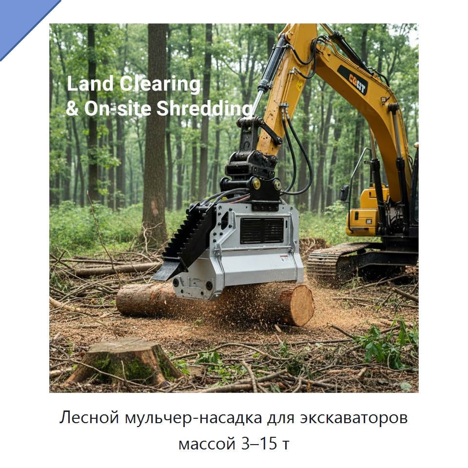 Лесной мульчер-насадка для экскаваторов массой 3–15 т — Навесное оборудование для строительной техники