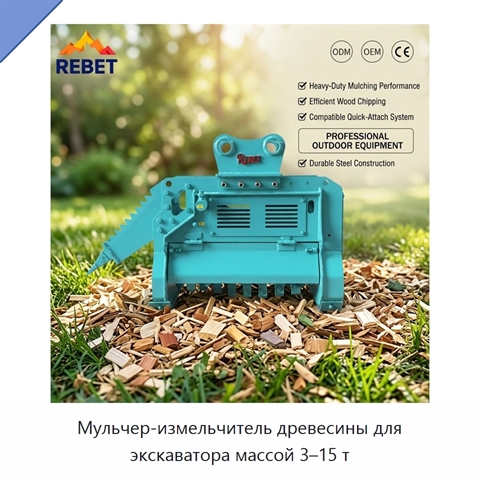Мульчер-измельчитель древесины для экскаватора массой 3–15 т