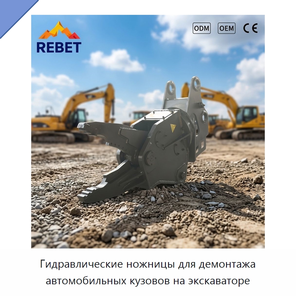 Гидравлические ножницы для демонтажа автомобильных кузовов на экскаваторе — Навесное оборудование для строительной техники