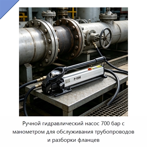 Ручной гидравлический насос 700 бар с манометром для обслуживания трубопроводов и разборки фланцев
