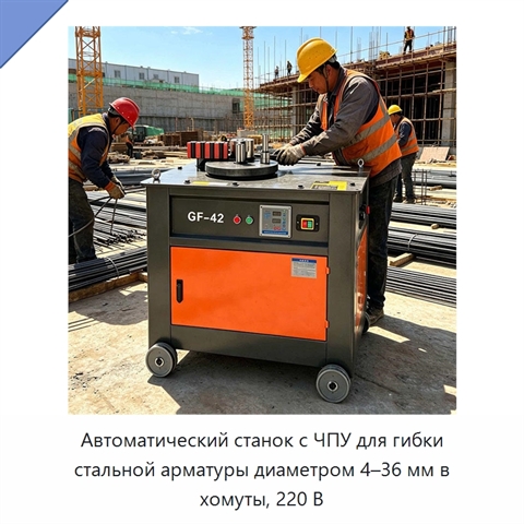 Автоматический станок с ЧПУ для гибки стальной арматуры диаметром 4–36 мм в хомуты, 220 В