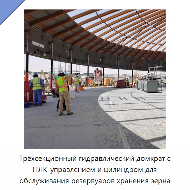 Трёхсекционный гидравлический домкрат с ПЛК-управлением и цилиндром для обслуживания резервуаров хранения зерна — Домкраты