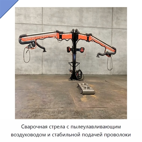 Сварочная стрела с пылеулавливающим воздуховодом и стабильной подачей проволоки