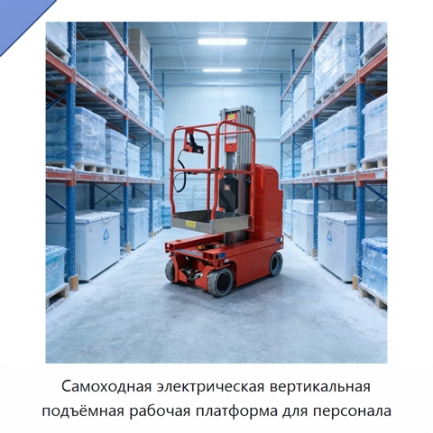 Самоходная электрическая вертикальная подъёмная рабочая платформа для персонала