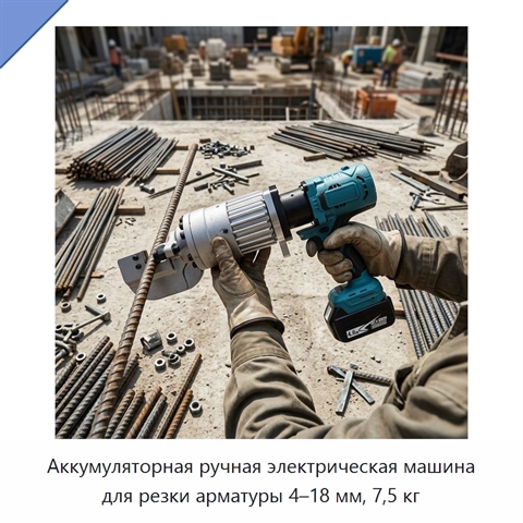 Аккумуляторная ручная электрическая машина для резки арматуры 4–18 мм, 7,5 кг