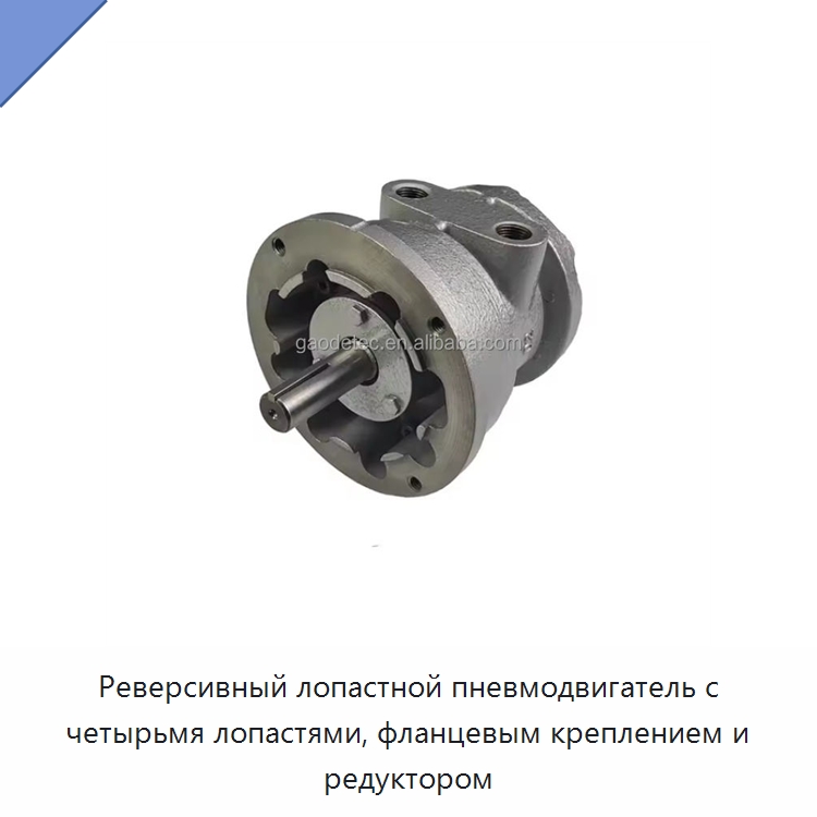 Реверсивный лопастной пневмодвигатель с четырьмя лопастями, фланцевым креплением и редуктором — Специальный пневматический инструмент