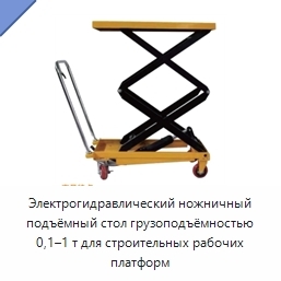 Электрогидравлический ножничный подъёмный стол грузоподъёмностью 0,1–1 т для строительных рабочих платформ