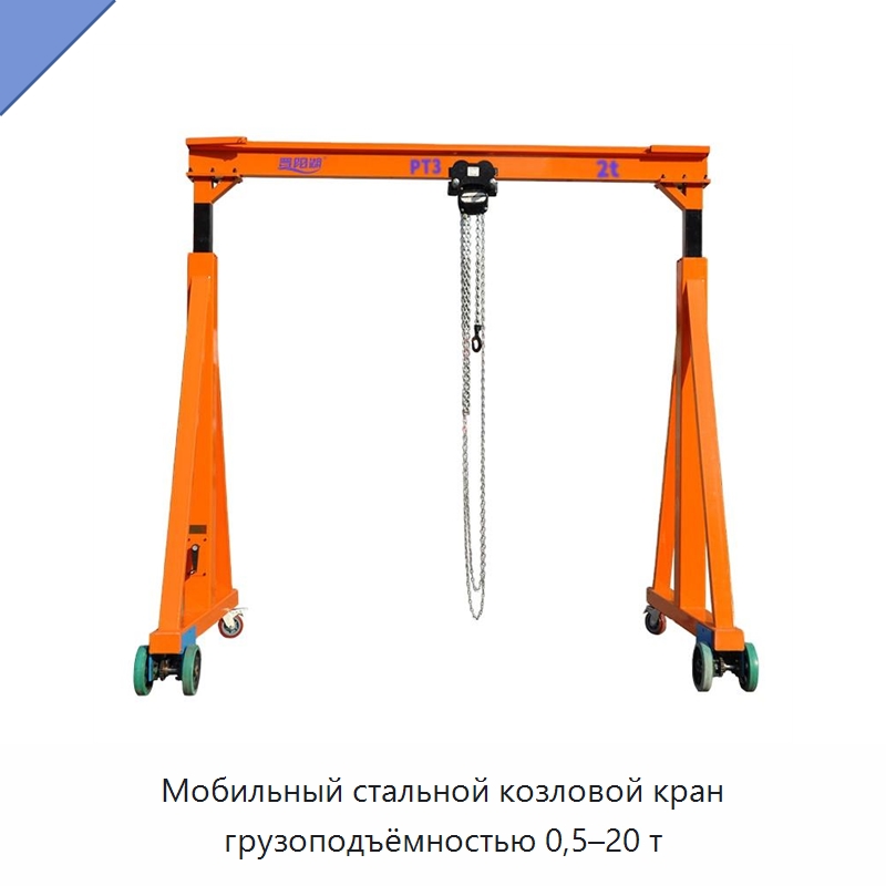 Мобильный стальной козловой кран грузоподъёмностью 0,5–20 т — Краны