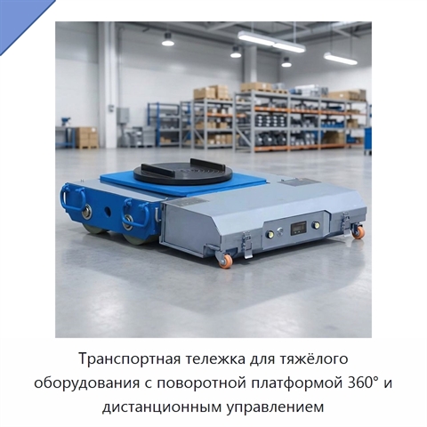Транспортная тележка для тяжёлого оборудования с поворотной платформой 360° и дистанционным управлением