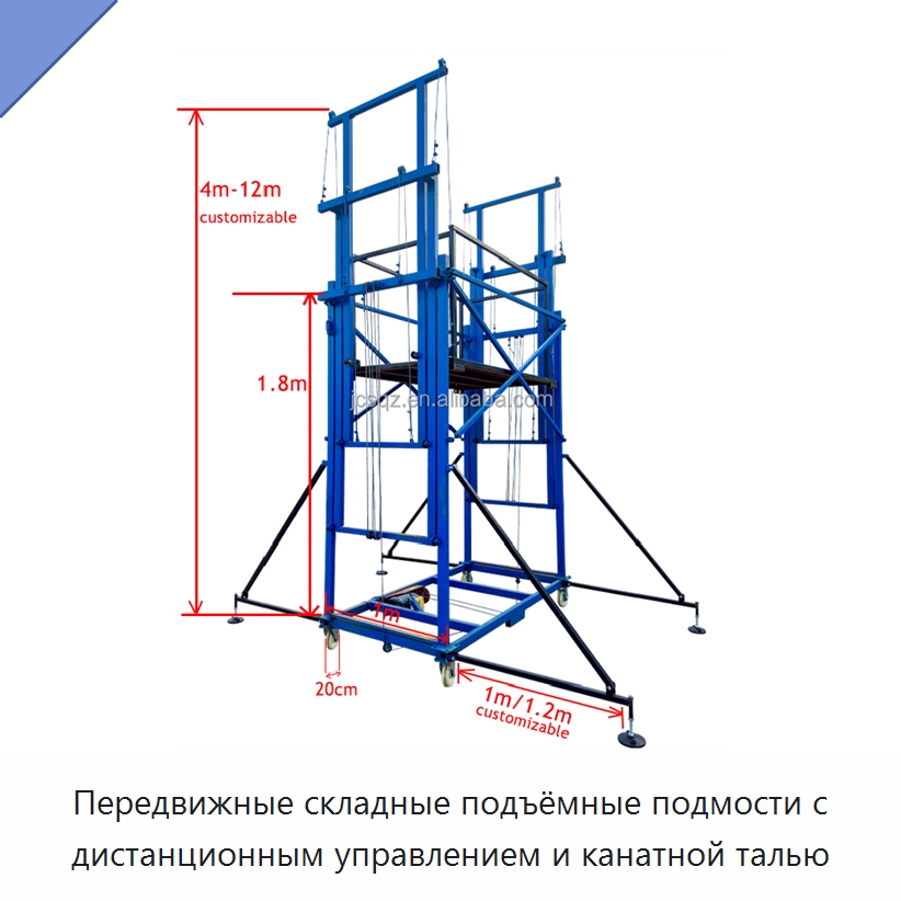 Передвижные складные подъёмные подмости с дистанционным управлением и канатной талью — Подъемно-транспортное оборудование