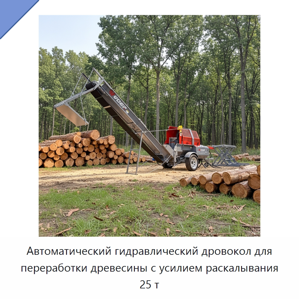 Автоматический гидравлический дровокол для переработки древесины с усилием раскалывания 25 т — Лесохозяйственная техника