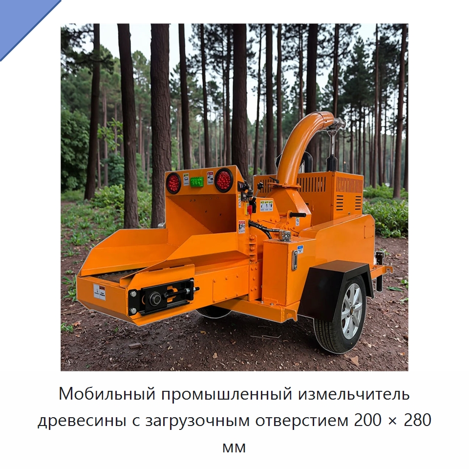 Мобильный промышленный измельчитель древесины с загрузочным отверстием 200 × 280 мм — Лесохозяйственная техника