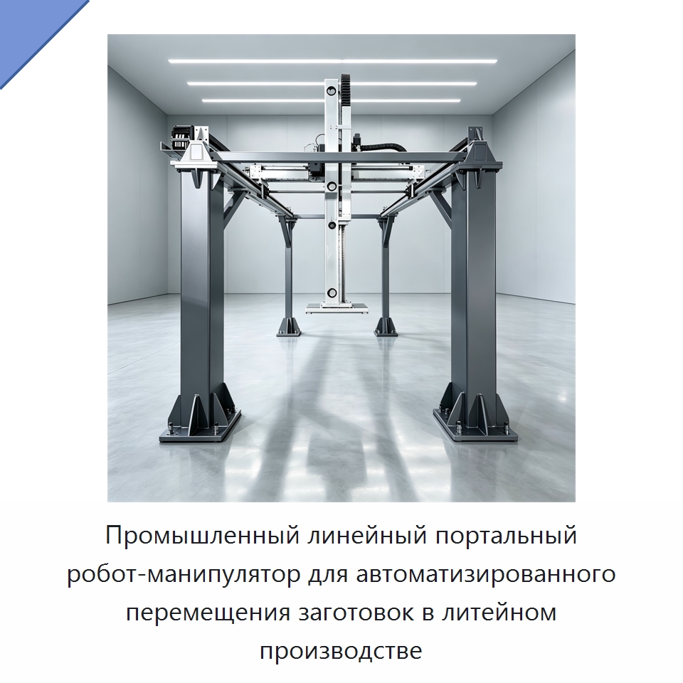 Промышленный линейный портальный робот-манипулятор для автоматизированного перемещения заготовок в литейном производстве — Манипуляторы