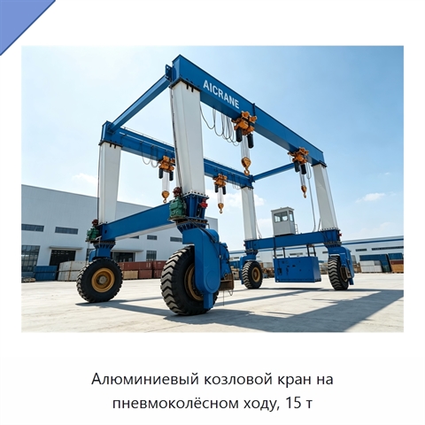 Алюминиевый козловой кран на пневмоколёсном ходу, 15 т